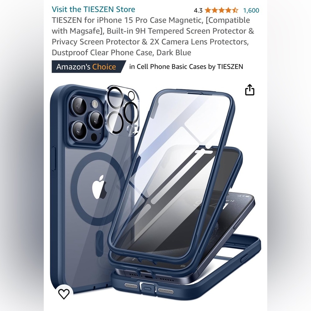 Apple iPhone 15 Pro Case Magnetic - Navy Blue NEW